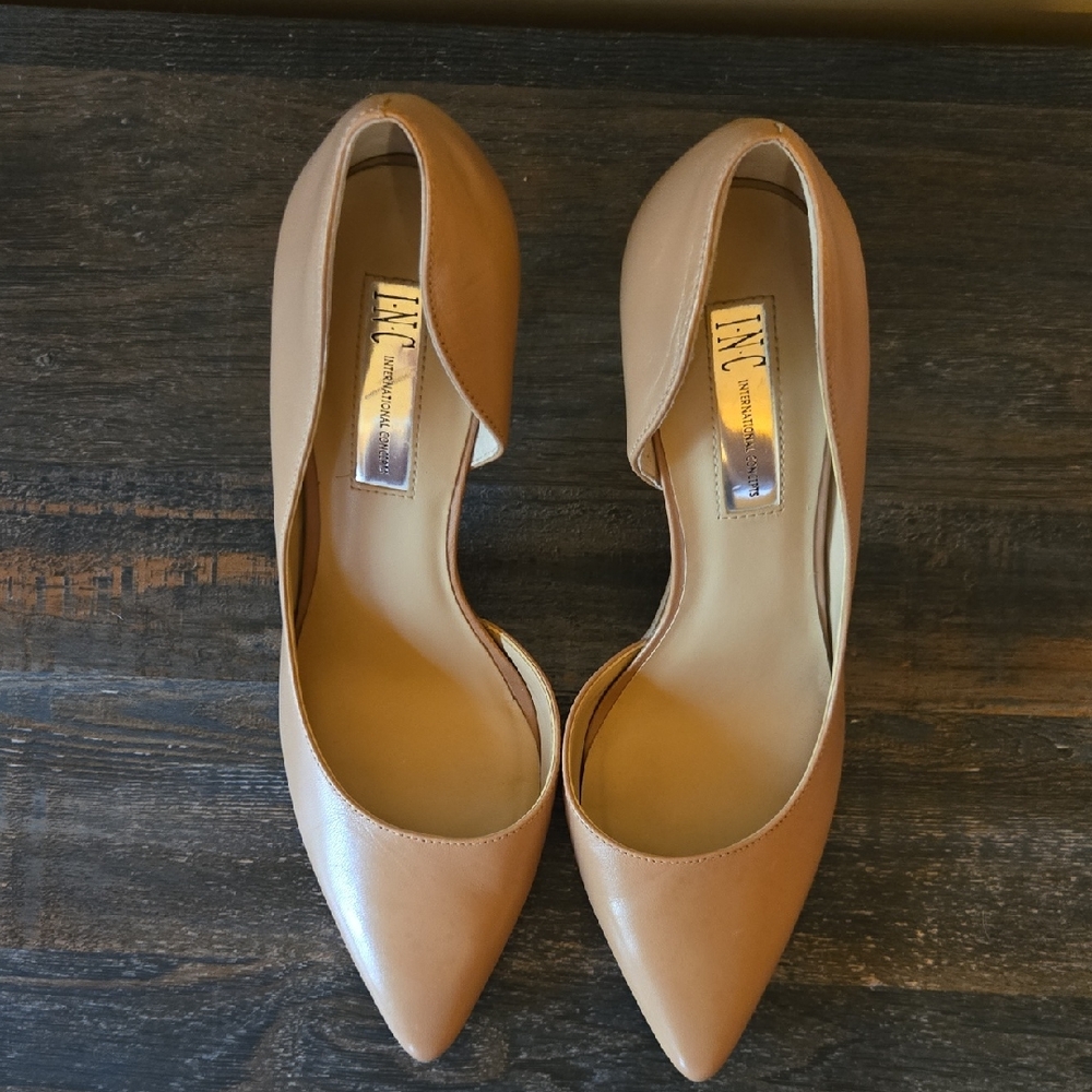 INC International Concepts Beige Pointed-Toe D'Orsay Heels
